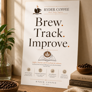 Ryder Coffee Poster A3 – Brew. Track. Improve. | Kaffee Poster für Küche & Coffee Corner