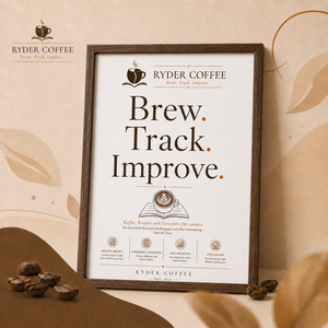 Ryder Coffee Poster A3 – Brew. Track. Improve. | Kaffee Poster für Küche & Coffee Corner