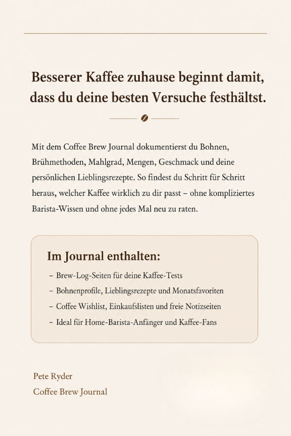Ryder Coffee Brew Journal - Digitales Kaffee-Tagebuch für zuhause