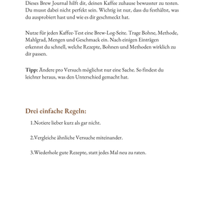 Ryder Coffee Brew Journal - Digitales Kaffee-Tagebuch für zuhause