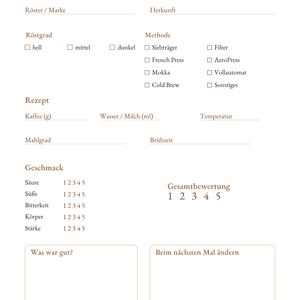 Ryder Coffee Brew Journal - Digitales Kaffee-Tagebuch für zuhause