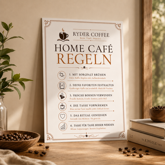 Ryder Coffee Poster A3 – Home Café Regeln | Kaffee Poster für Küche & Coffee Corner