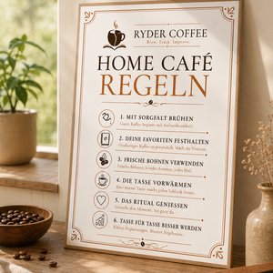 Ryder Coffee Poster A3 – Home Café Regeln | Kaffee Poster für Küche & Coffee Corner