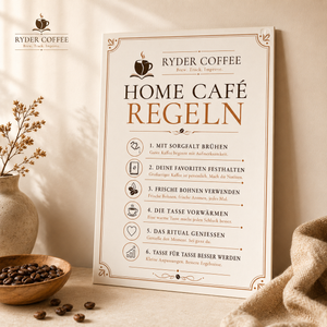 Ryder Coffee Poster A3 – Home Café Regeln | Kaffee Poster für Küche & Coffee Corner