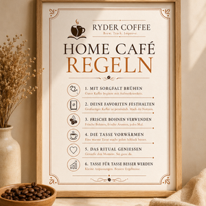 Ryder Coffee Poster A3 – Home Café Regeln | Kaffee Poster für Küche & Coffee Corner